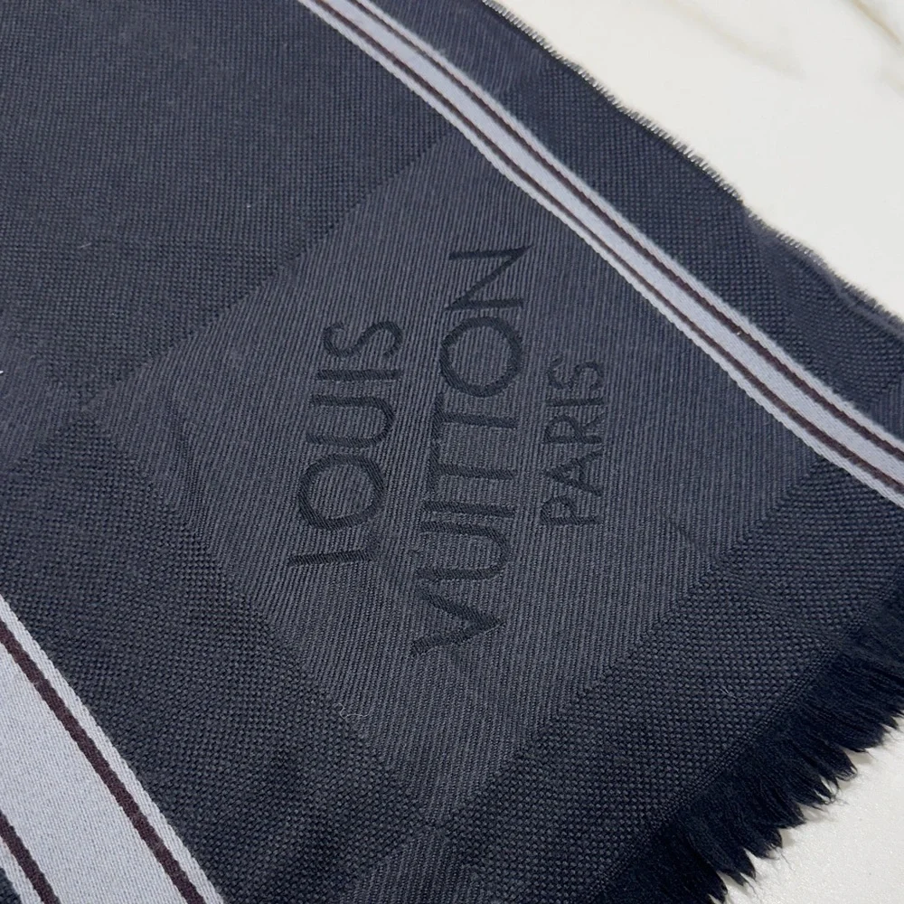 Louis Vuitton Dark Charcoal and Light Gray Scarf